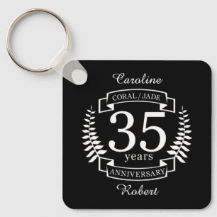 35th Wedding ANNIVERSARY JADE / CORAL Keychain