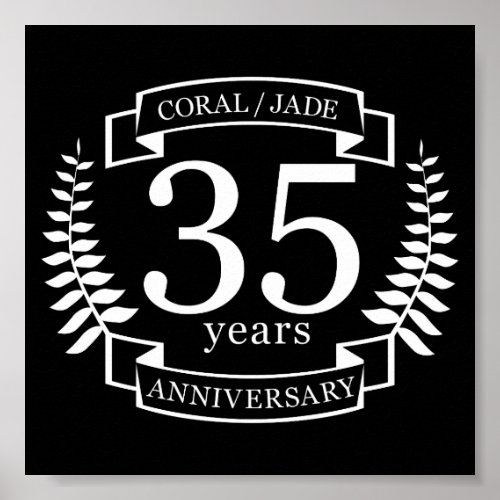 35th Wedding ANNIVERSARY JADE  CORAL Poster