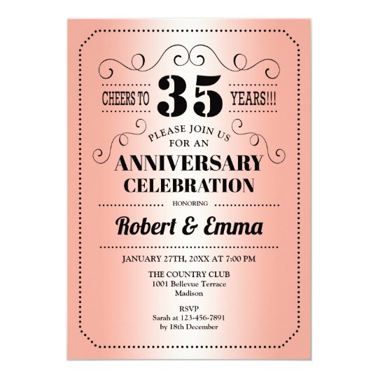 35th Wedding Anniversary Party - Coral Invitation | Zazzle.com