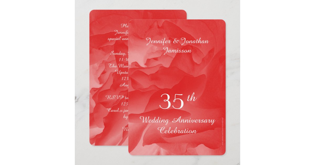 35th Wedding Anniversary Party Invitation, Rose Invitation | Zazzle