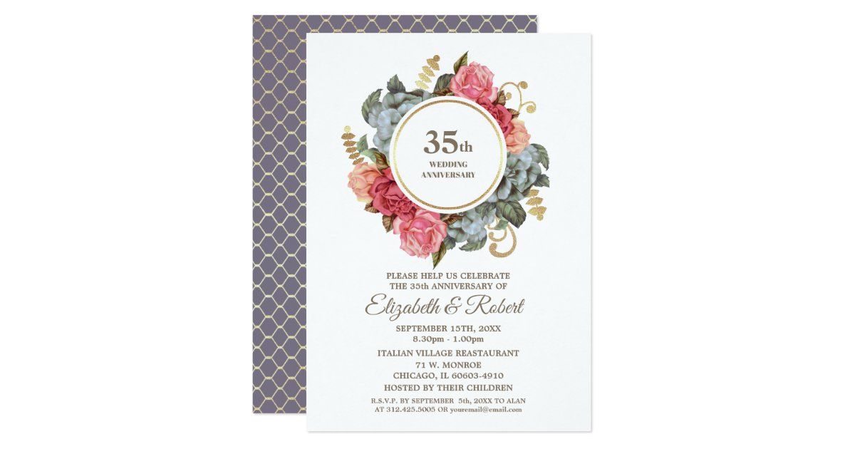 35th Wedding Anniversary Party Invitations | Zazzle.com