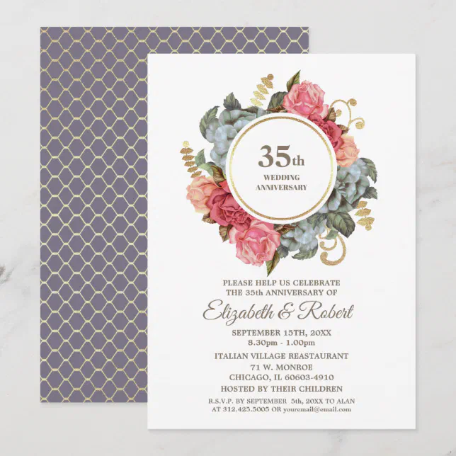 35th Wedding Anniversary Party Invitations | Zazzle
