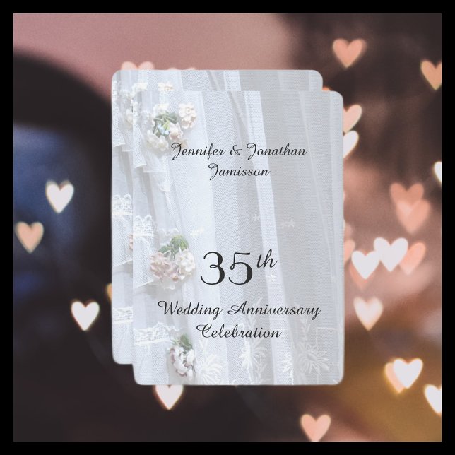35th Wedding Anniversary Party, Vintage Lace Invitation (Creator Uploaded)