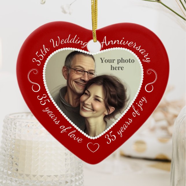 35th Wedding Anniversary Photo Ceramic Ornament (Creator Uploaded)