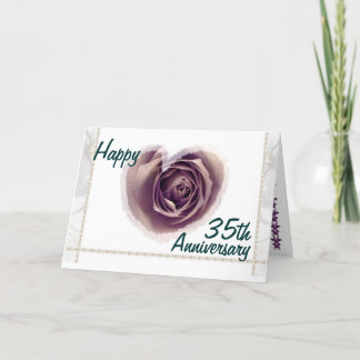 35th Wedding Anniversary - Purple Rose Heart Card