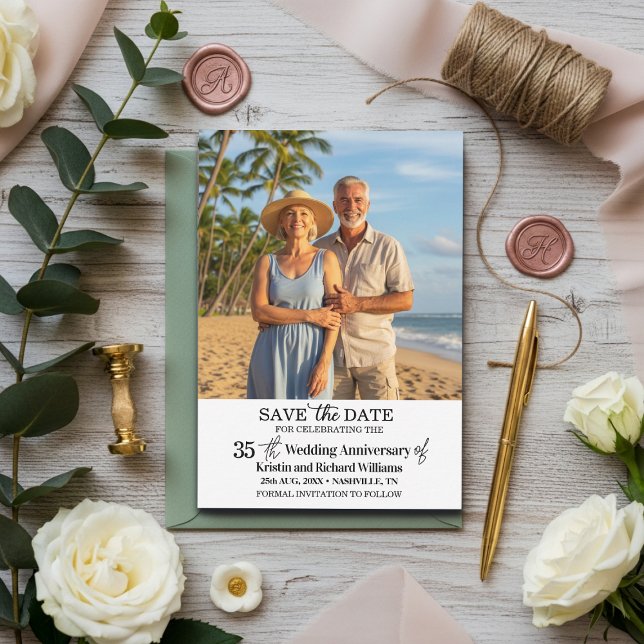 35th Wedding Anniversary Save the Date Photo Note Card (Creator Uploaded)