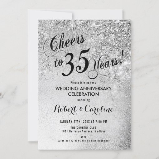 35th Wedding Anniversary Silver Invitation | Zazzle