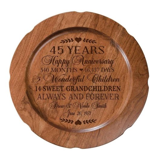 35th Wedding Anniversary Special Date Wooden Plate (Front)