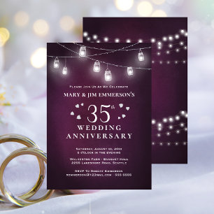 35th Wedding Anniversary String Lights Invitation