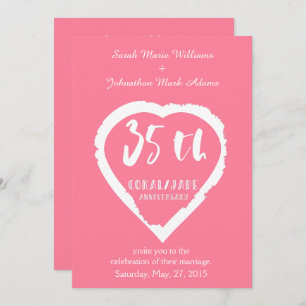 35th wedding anniversary traditional coral jade invitation