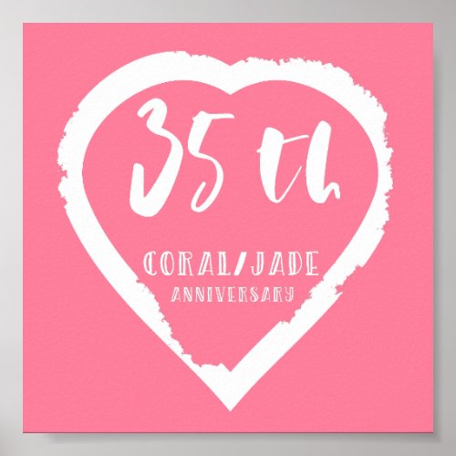35th wedding anniversary traditional coral jade poster
