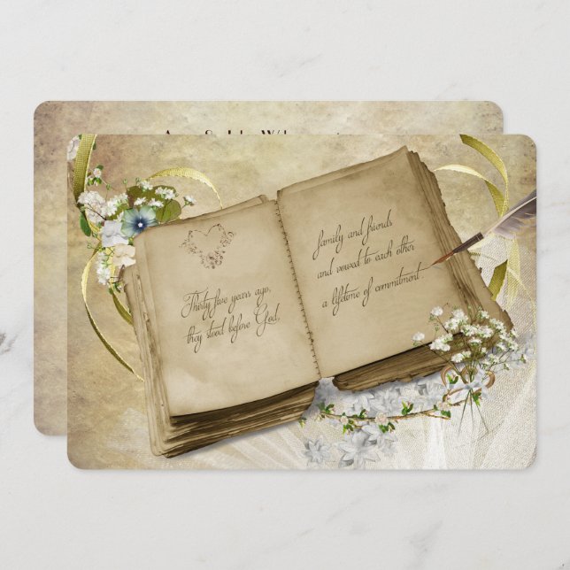 35th Wedding Anniversary Vintage Vow Renewal Invitation (Front/Back)