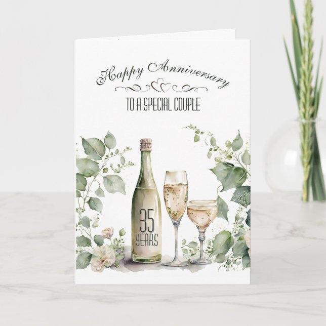 35th Wedding Anniversary Wine and Ivy   Card (Front)
