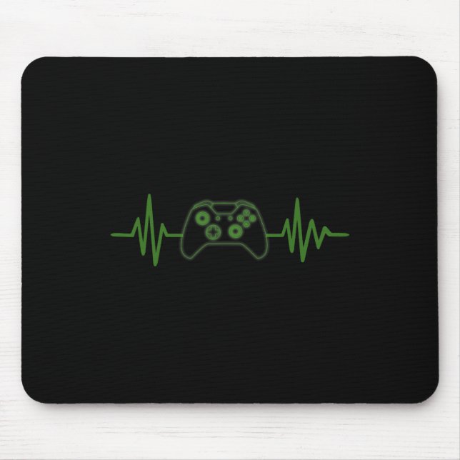 365 Gamer Heartbeat Tee For Video Game Players  Mouse Pad (Front)
