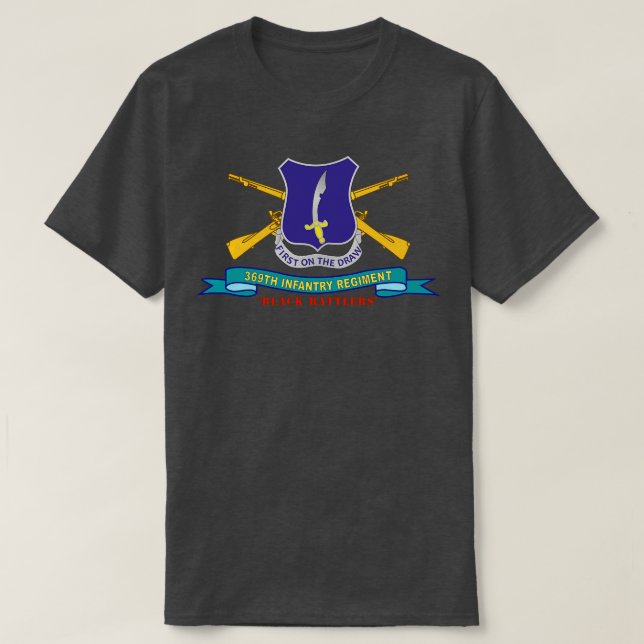 369th Infantry Regiment First Draw Black Rattlers  T-Shirt (Design Front)