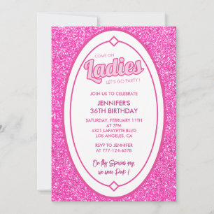 36 birthday invitation Fashionista Retro Glitter