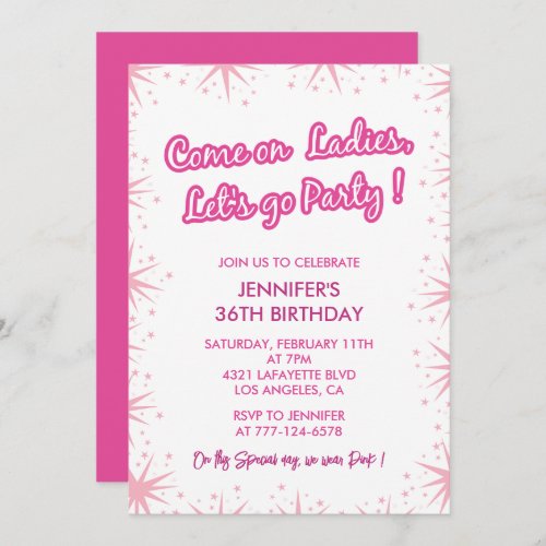 36 birthday invitation girly for her