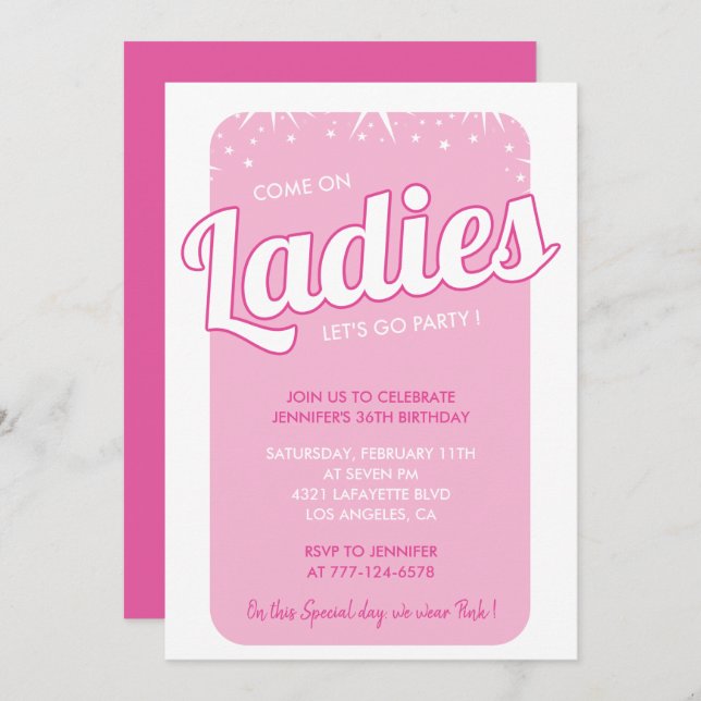 36 birthday invitation Girly Sparkle (Front/Back)