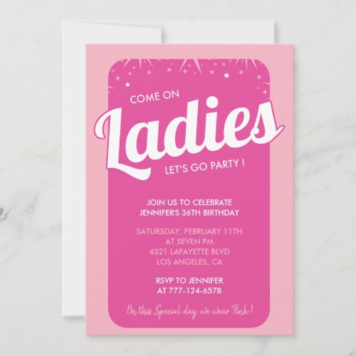 36 birthday invitation retro pretty pink girly