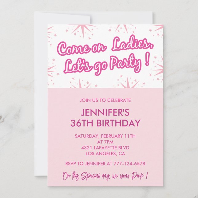 36 birthday invitation Sparkle Modern  (Front)