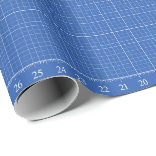 36 Grid with Ruler Sewing Pattern Blueprint Wrapping Paper