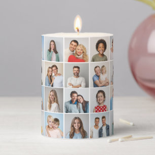 36 Photo Collage Add Your Greeting Editable Color Pillar Candle