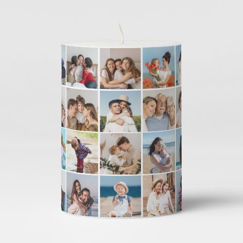 36 Photo Collage Add Your Greeting Editable Color  Pillar Candle