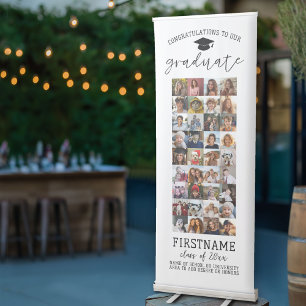 36 Photo - Graduation Modern Minimal White Retractable Banner
