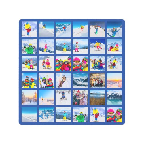 36 Photo Grid Collage Dark Blue Metal Print