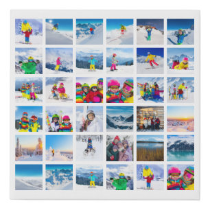 36 Photo Grid Collage Faux Canvas Print