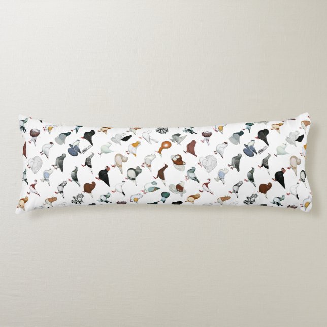 36 Pigeon Breeds Body Pillow (Front)