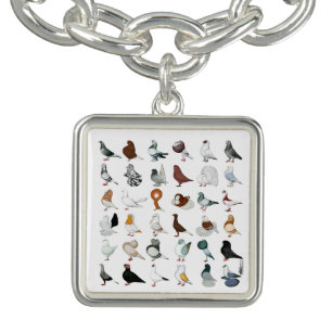 36 Pigeon Breeds Charm Bracelet