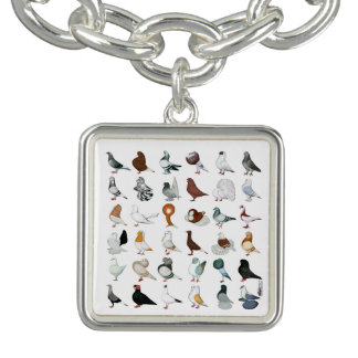 36 Pigeon Breeds Charm Bracelet