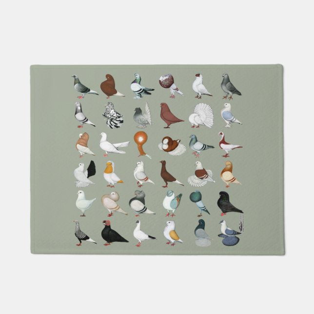 36 Pigeon Breeds Doormat (Front)
