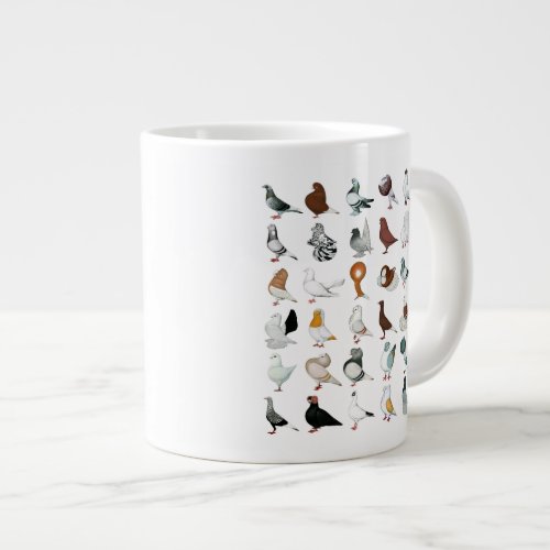 36 Pigeon Breeds Giant Coffee Mug