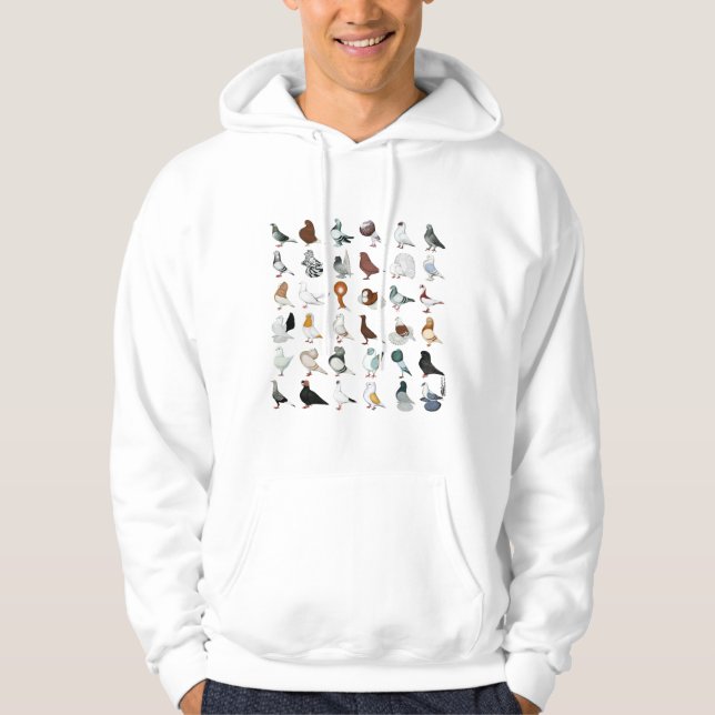 36 Pigeon Breeds Hoodie (Front)