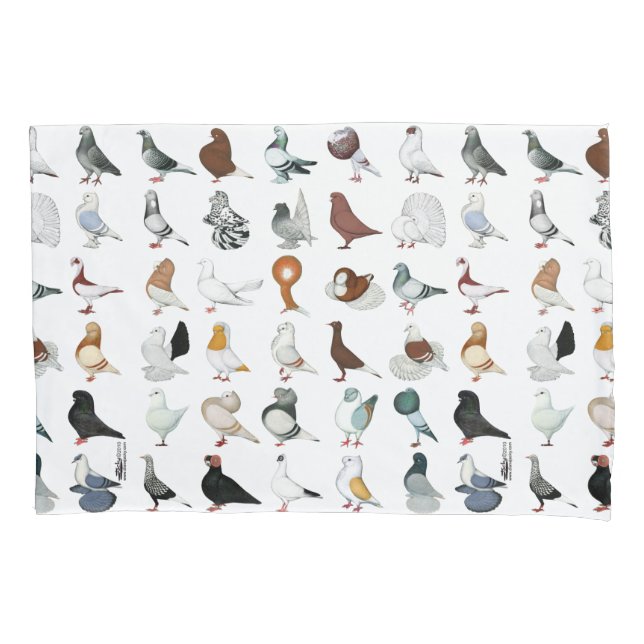36 Pigeon Breeds Pillow Case (Front)