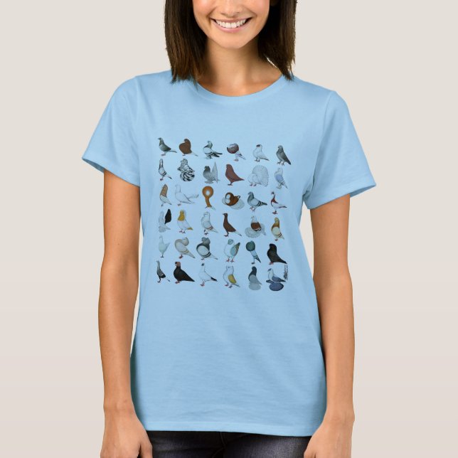 36 Pigeon Breeds T-Shirt (Front)