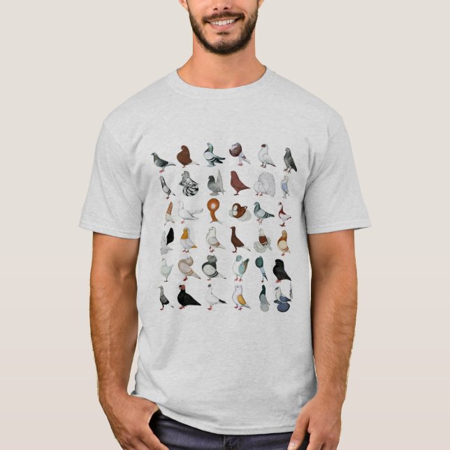 36 Pigeon Breeds T-Shirt (Front)