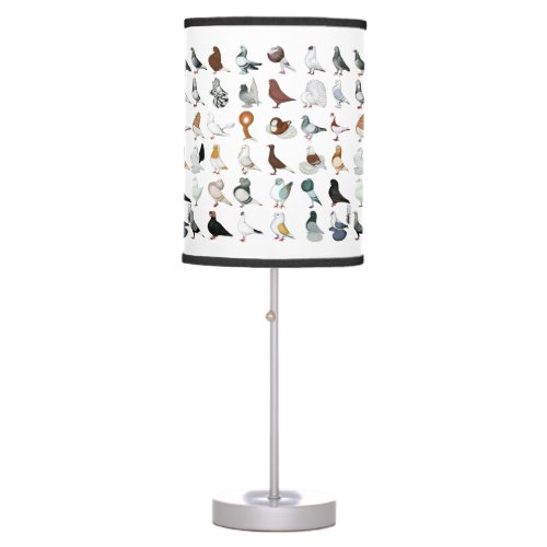 36 Pigeon Breeds Table Lamp