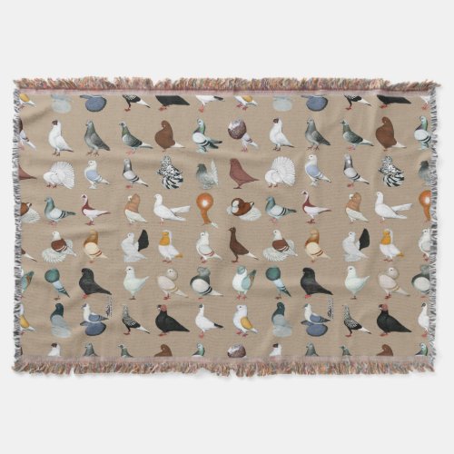 36 Pigeon Breeds Throw Blanket