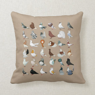 36 Pigeon Breeds Throw Pillow