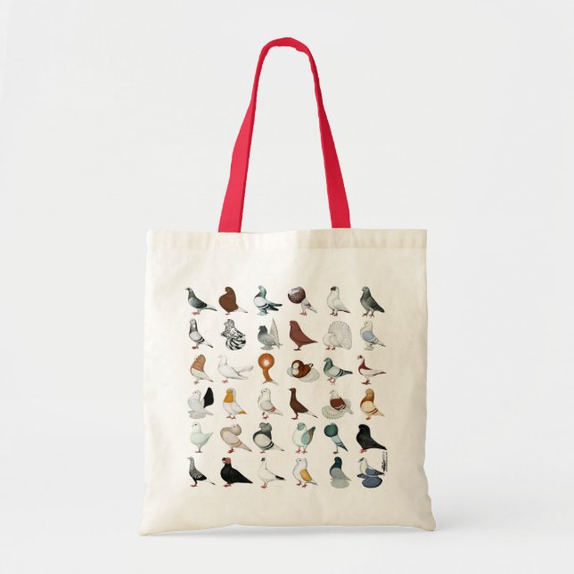36 Pigeon Breeds Tote Bag (Front)