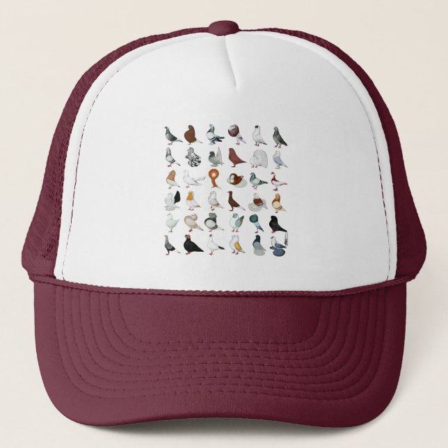 36 Pigeon Breeds Trucker Hat (Front)