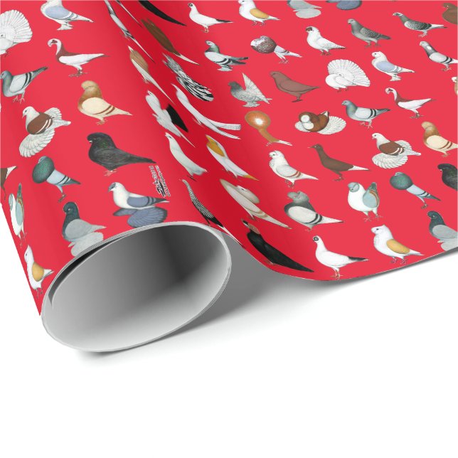 36 Pigeon Breeds Wrapping Paper (Roll Corner)