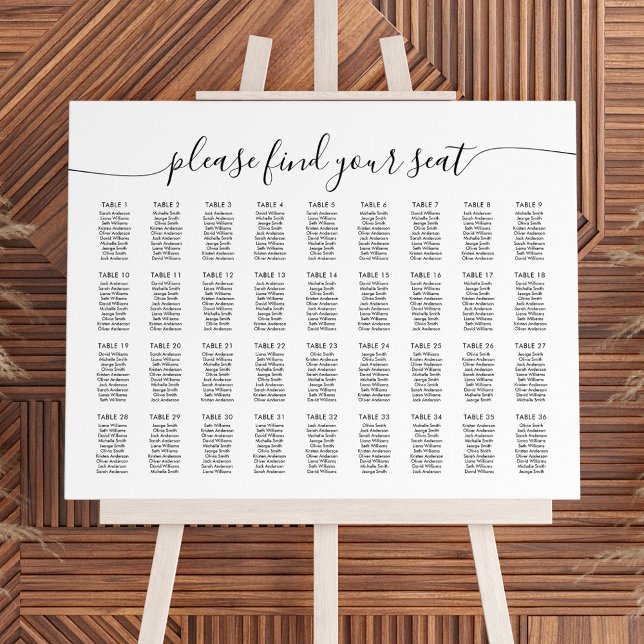 36 Tables Large Find Your Seat Seating Chart Foam Board (Creator Uploaded)
