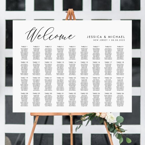 36 Tables Large Welcome Seating Chart Plan