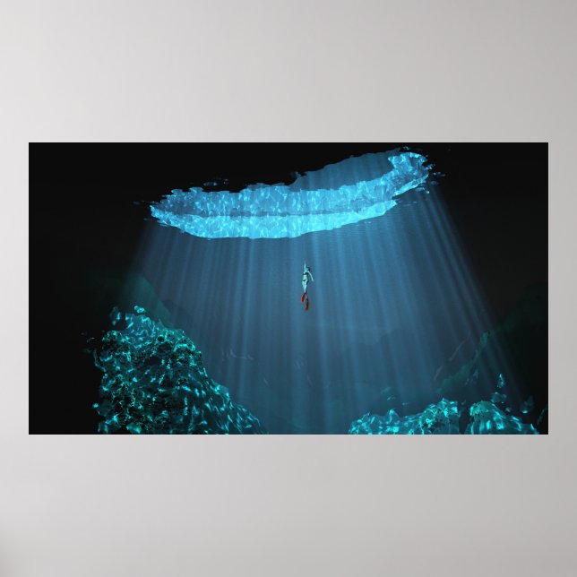 36"x20" paper poster w'"Mayan Cenote" image (Front)