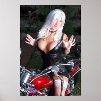 36"x24" Chrissy Kittens Red Motorcyle Poster