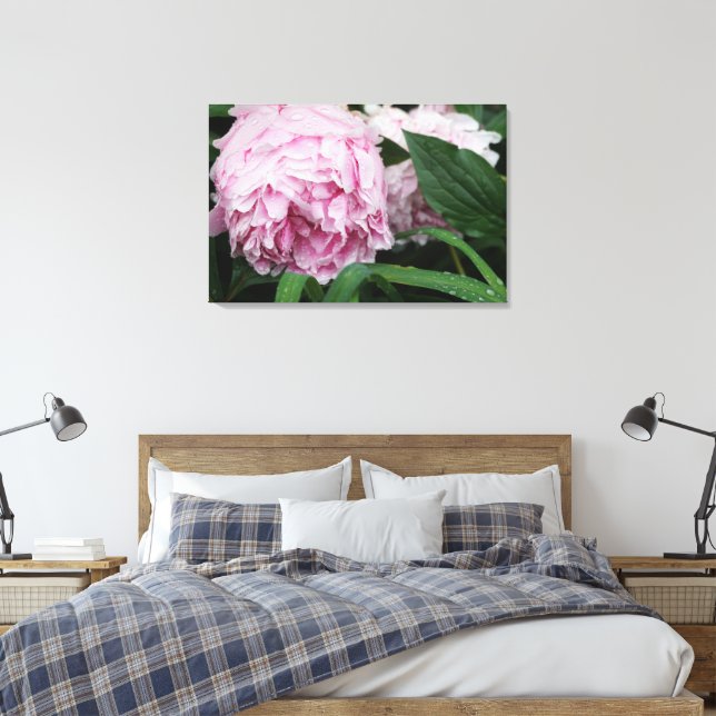 36"x24" Pink Peony Canvas Print (Insitu(Bedroom))